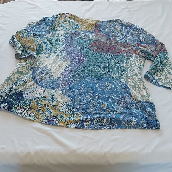 Chico's Blue Relaxed Graphic Blouse - Picture 6 of 6